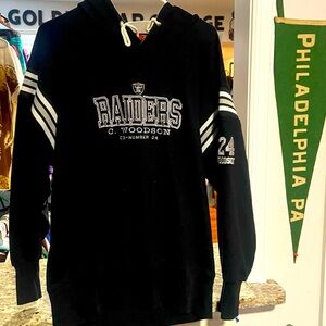 Vintage NFL Mens XXL Balck Oakland Raiders Charles Woodson Pullover Hoodie
